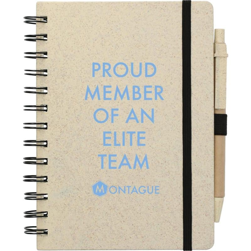 Custom 5'' x 7'' FSC® Mix Wheat Straw Notebook with Pen - 5