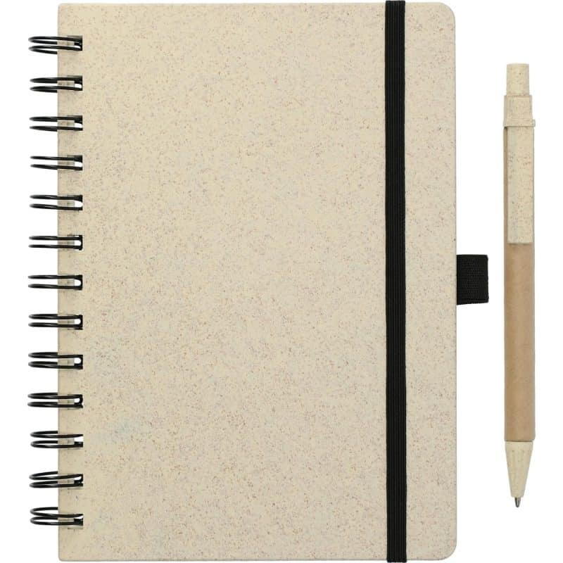 Custom 5'' x 7'' FSC® Mix Wheat Straw Notebook with Pen - 6