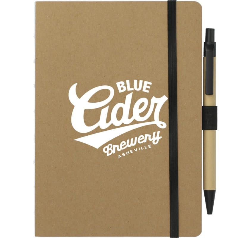 Custom 5'' x 7'' FSC® Recycled Notebook and Pen Set - 4