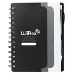 Custom 5'' x 7'' Recycled Dual Pocket Spiral Notebook w Pen