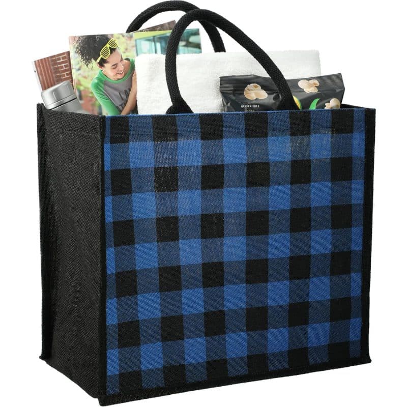 Custom Buffalo Plaid Printed Jute Tote - 1