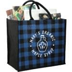 Custom Buffalo Plaid Printed Jute Tote