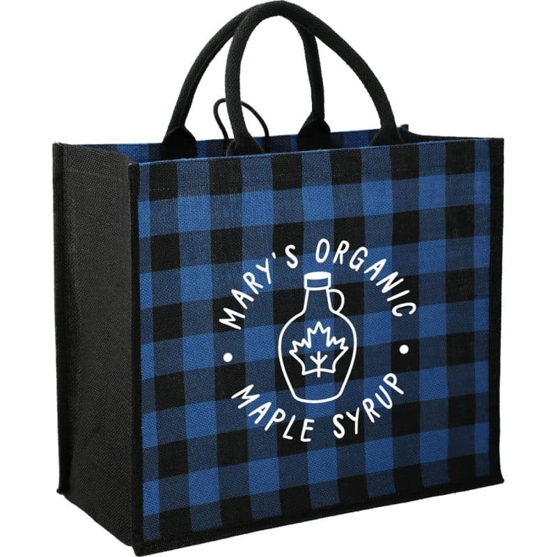 Custom Buffalo Plaid Printed Jute Tote - 2