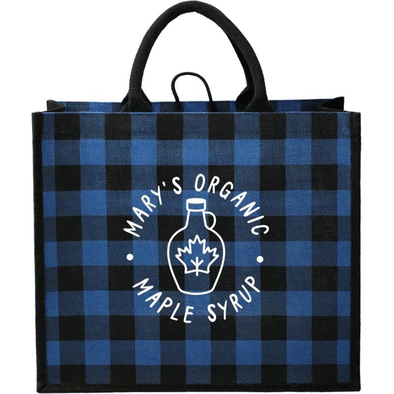 Custom Buffalo Plaid Printed Jute Tote - 4