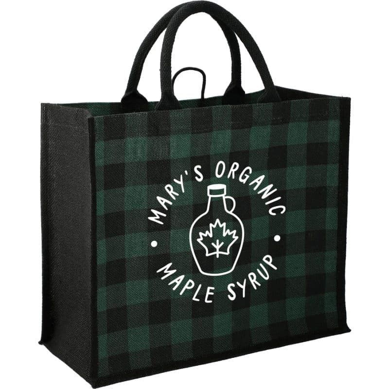 Custom Buffalo Plaid Printed Jute Tote - 7