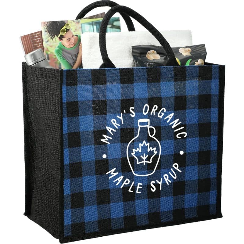 Custom Buffalo Plaid Printed Jute Tote