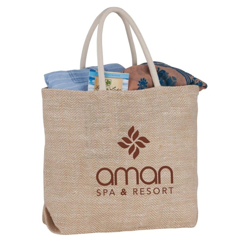 Custom Herringbone Jute Tote - 2
