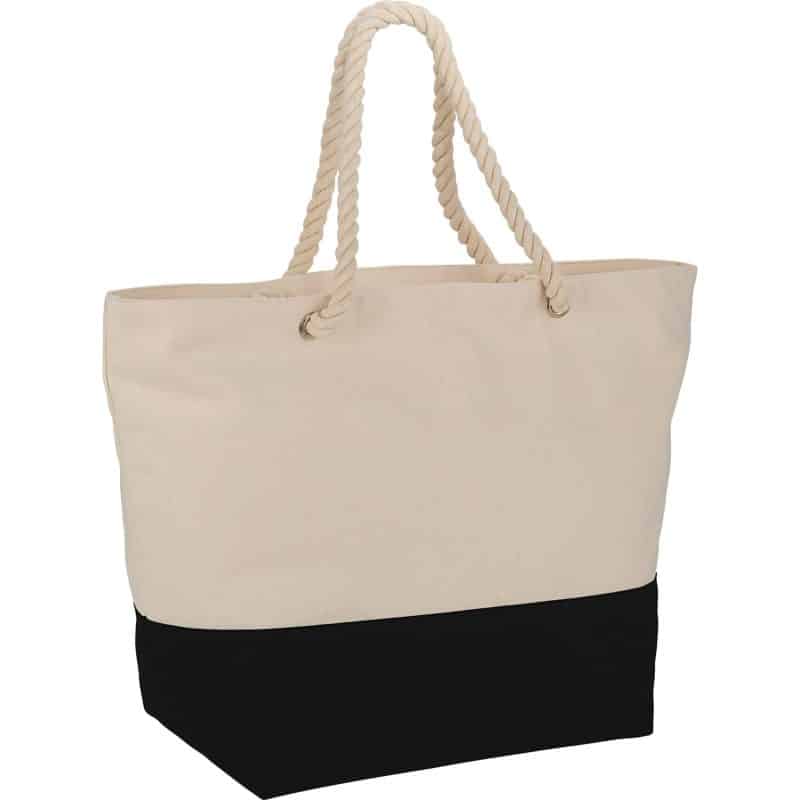 Custom Zippered 12oz Cotton Canvas Rope Tote - 1