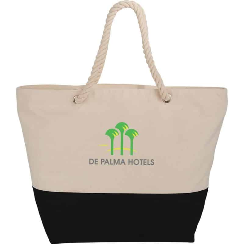 Custom Zippered 12oz Cotton Canvas Rope Tote - 2