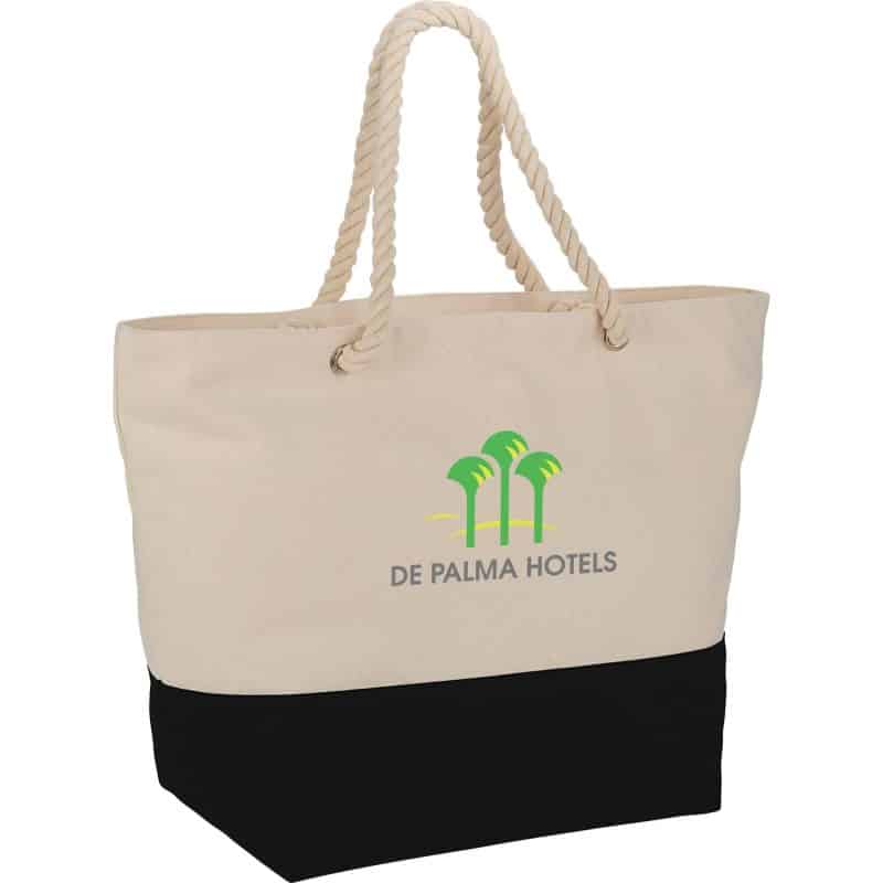 Custom Zippered 12oz Cotton Canvas Rope Tote