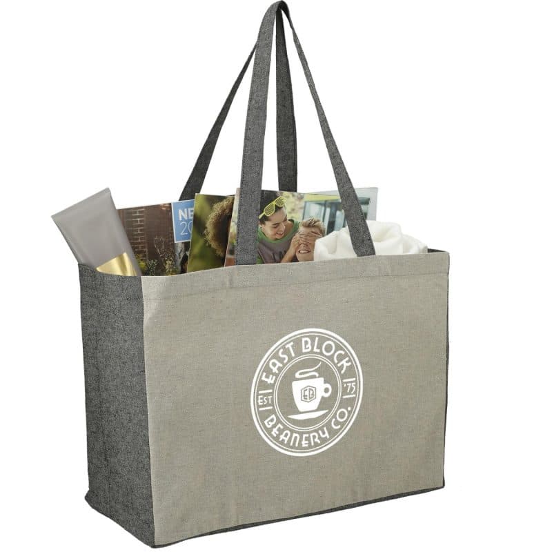 Custom Recycled Cotton Contrast Side Shopper Tote - 3
