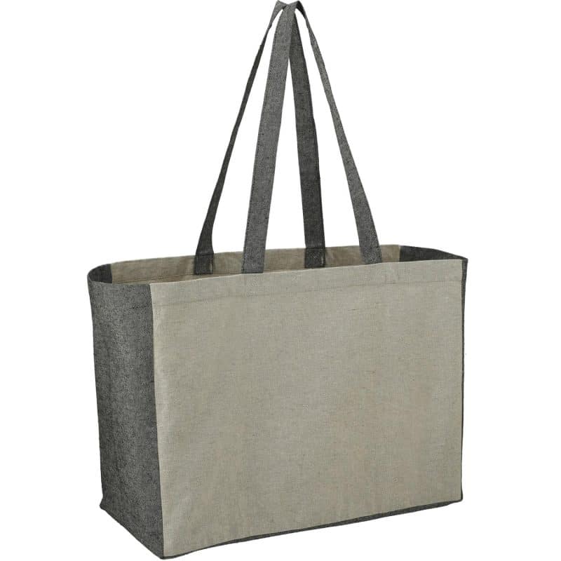 Custom Recycled Cotton Contrast Side Shopper Tote - 5