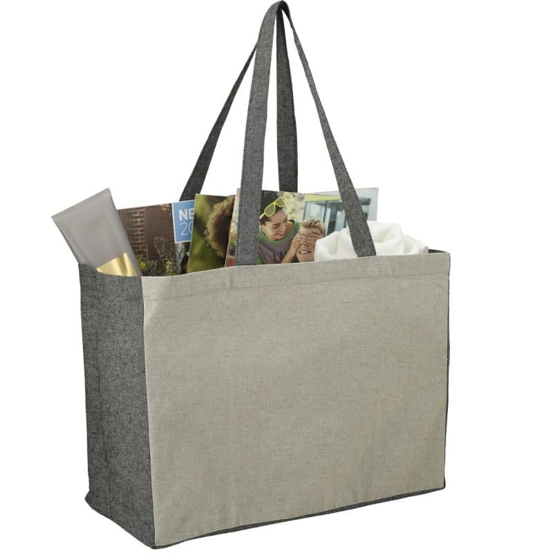 Custom Recycled Cotton Contrast Side Shopper Tote - 6