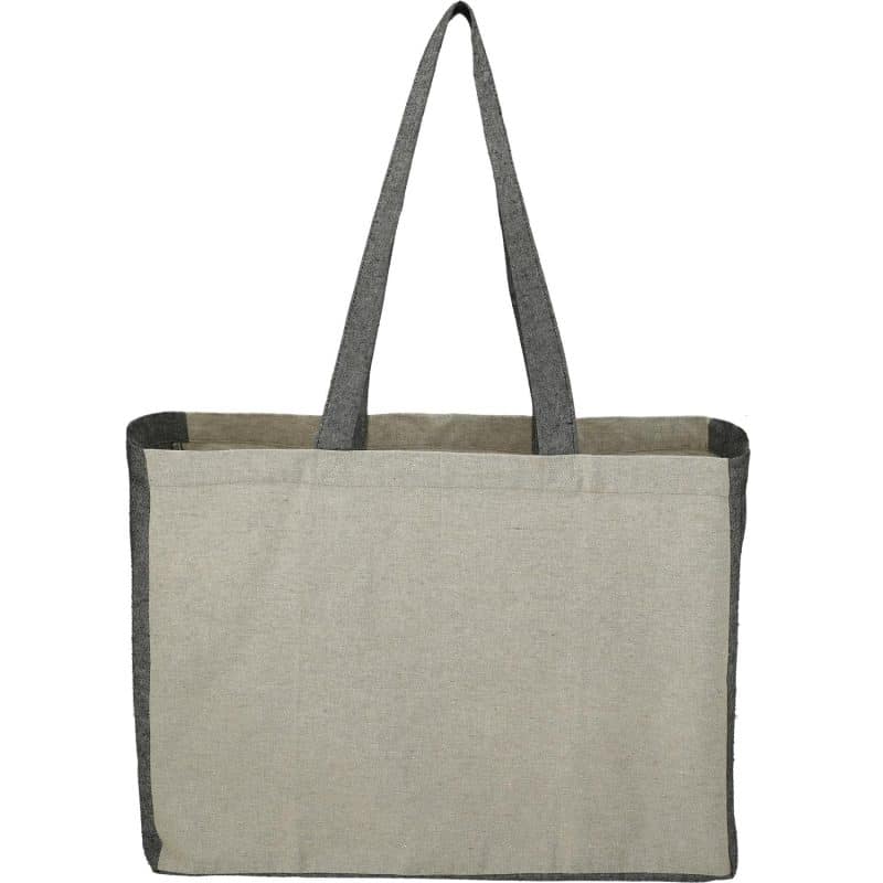 Custom Recycled Cotton Contrast Side Shopper Tote - 7