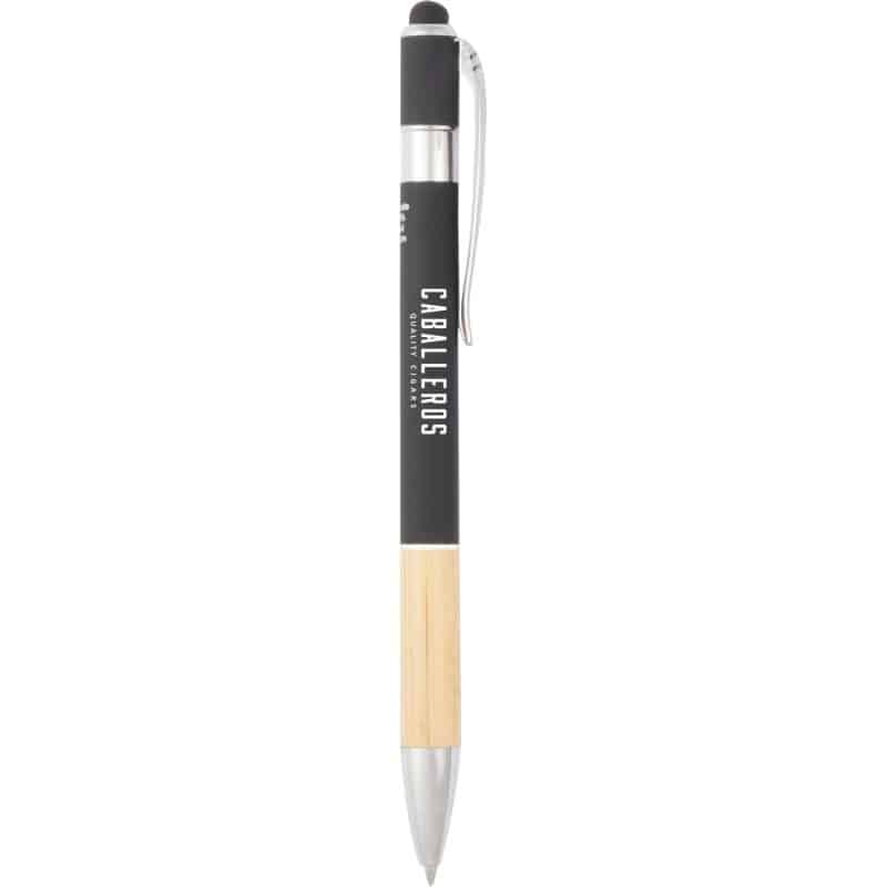 Custom Bamboo and Recycled Aluminum Soft Touch Ballpoint Stylus - 2