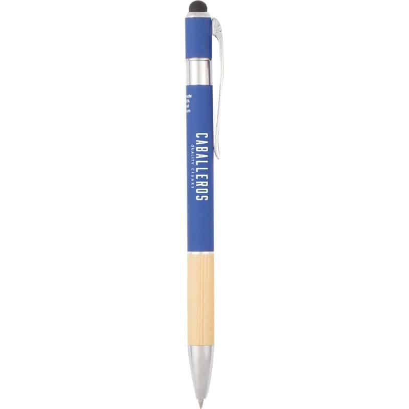 Custom Bamboo and Recycled Aluminum Soft Touch Ballpoint Stylus - 4