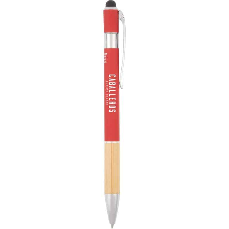 Custom Bamboo and Recycled Aluminum Soft Touch Ballpoint Stylus - 6