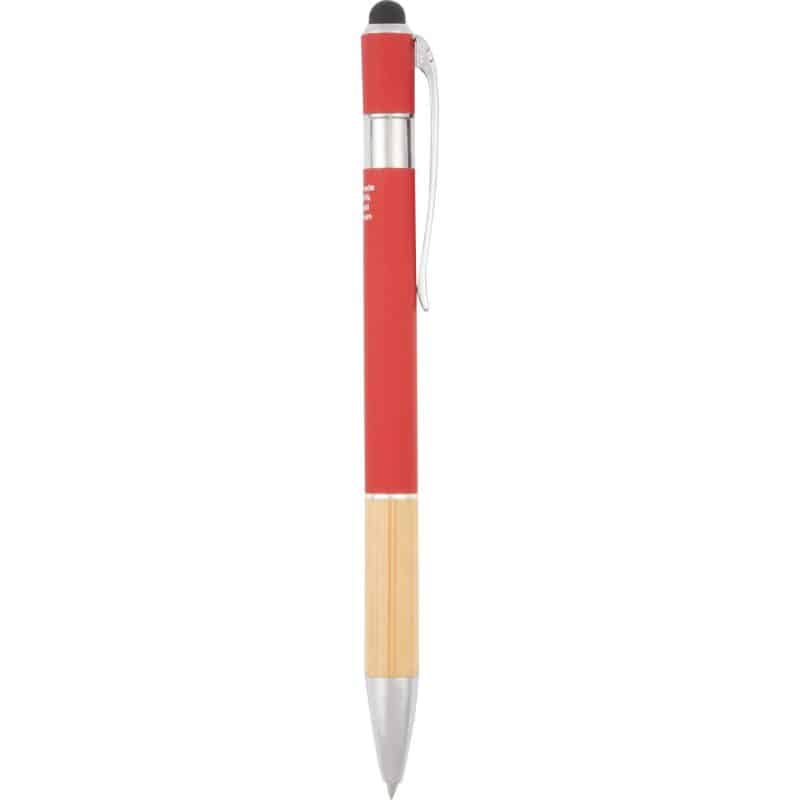Custom Bamboo and Recycled Aluminum Soft Touch Ballpoint Stylus - 7