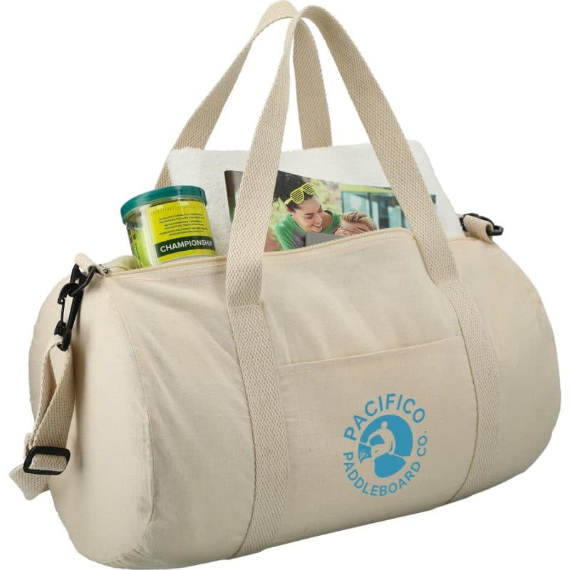 Custom Barrel 18'' 5oz Cotton Canvas Duffle Bag - 6