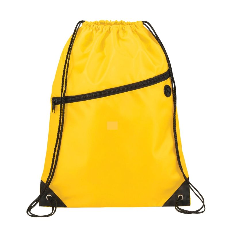 Custom Robin Drawstring Polyester Bag with Front Zipper Pocket - 3