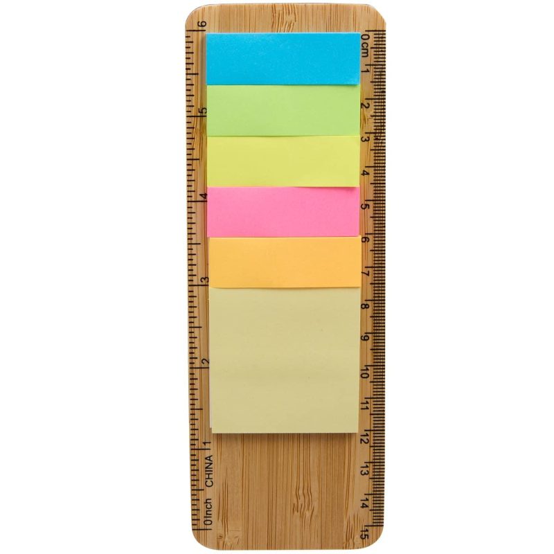 Custom FSC® Certified Bamboo Ruler with Sticky Notes - 3