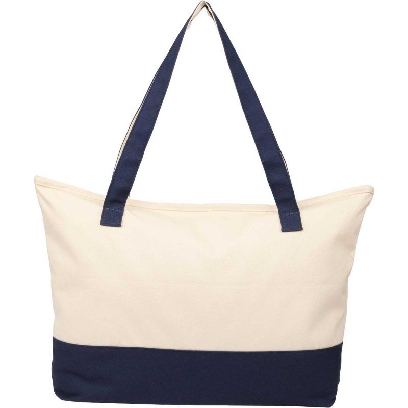 Custom Color Accent Zippered Cotton Tote - 1